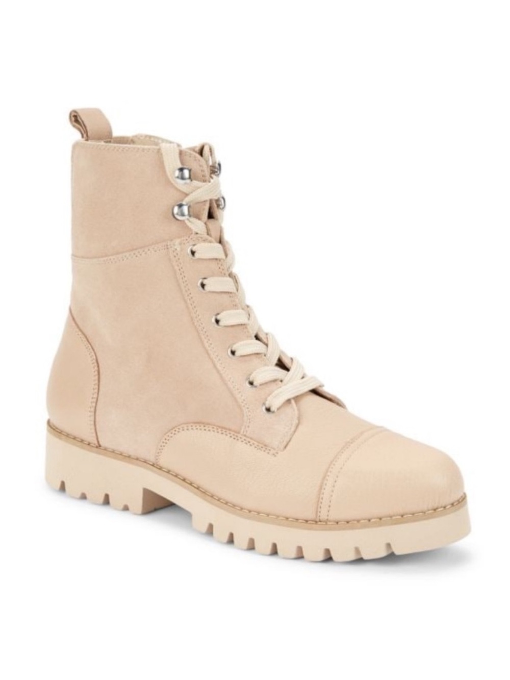 Donald Pliner Suede and Leather Combat Boots Tan